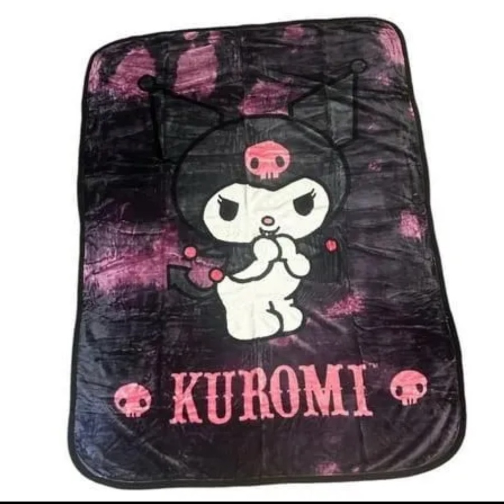 Kuromi Black and Pink Throw Blanket